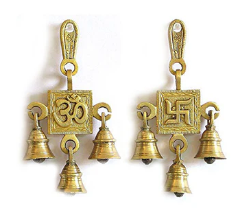 Metalcraft Brass Hanging Bell (OM + Swastik)