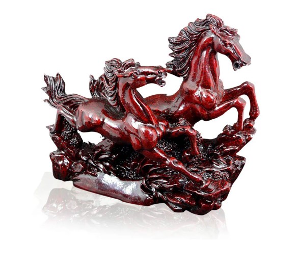 2 Red Porcelain Running Horses